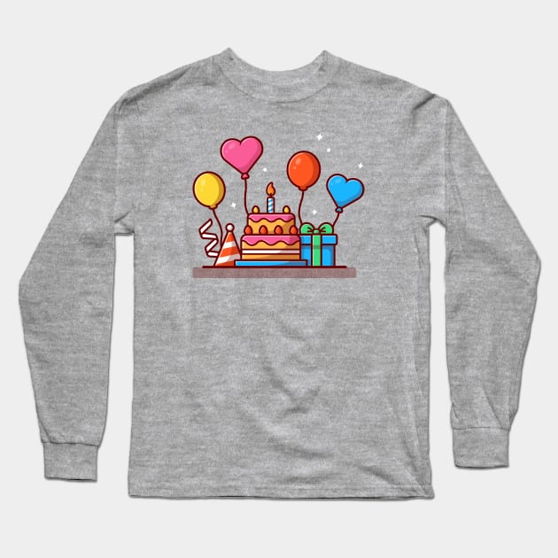 Gift Box And Birthday Cake (3) Long Sleeve T-Shirt by Catalyst Labs